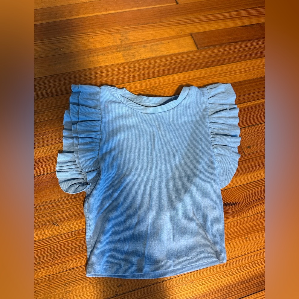 ZARA Blue Ruffled Top